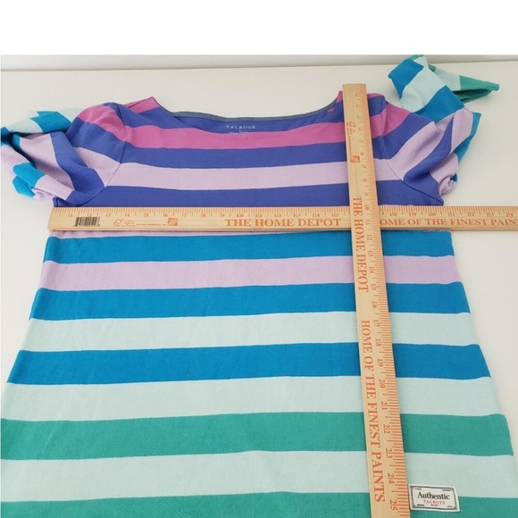 Talbots Ombre Orchid Striped Bateau Neck Top Large - Picture 4 of 11